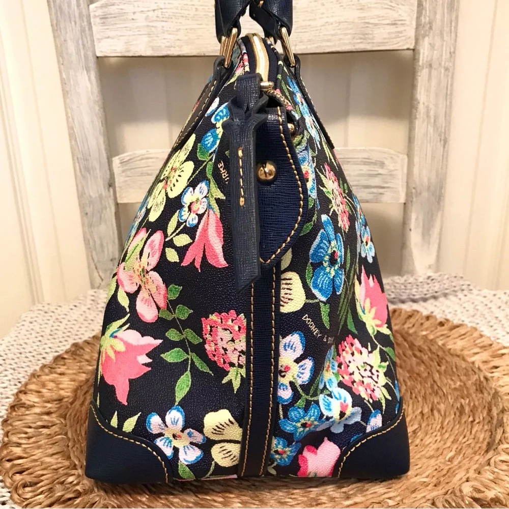 Dooney & Bourke Cottage Garden Ruby Satchel Midnight Blue